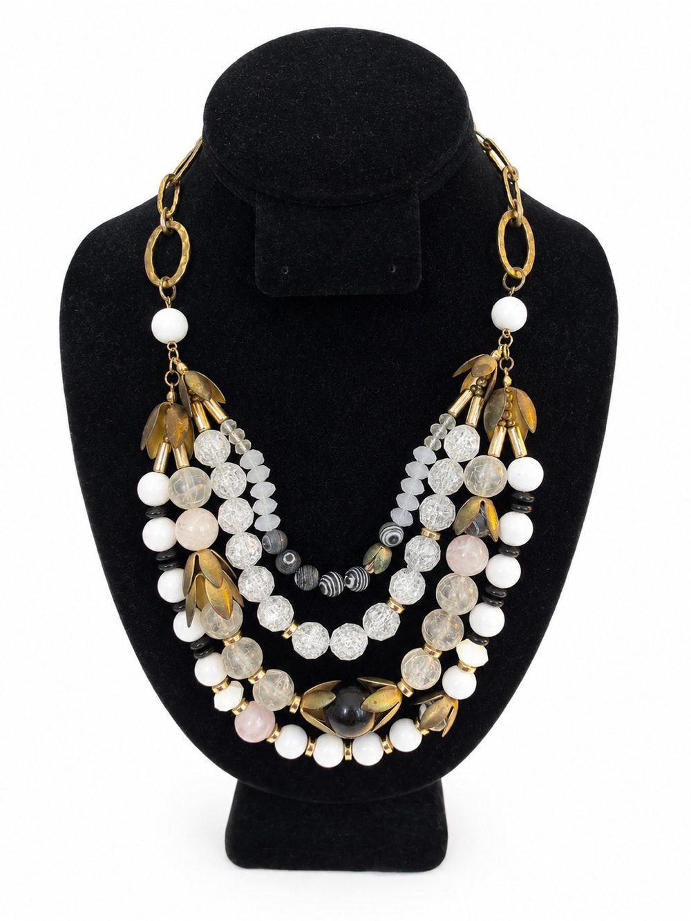 Natasha Multi-Strand Statement Necklace Mixed Bead Bib Necklace